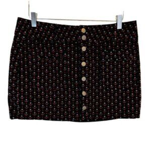 NWT Free People | Women's Black & Red Print Corduroy Mini Skirt Size 31